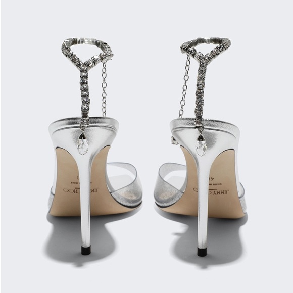 Jimmy Choo Saeda Sandal Silver and Crystal - Picture 3 of 3